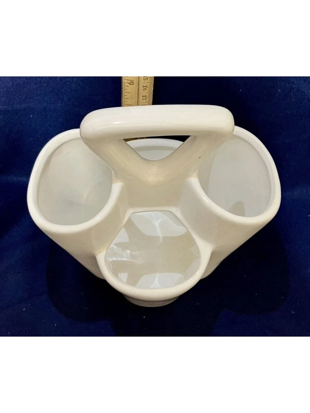 White Ceramic 4 Section Cutlery Utensil Caddy W Handle Kitchen